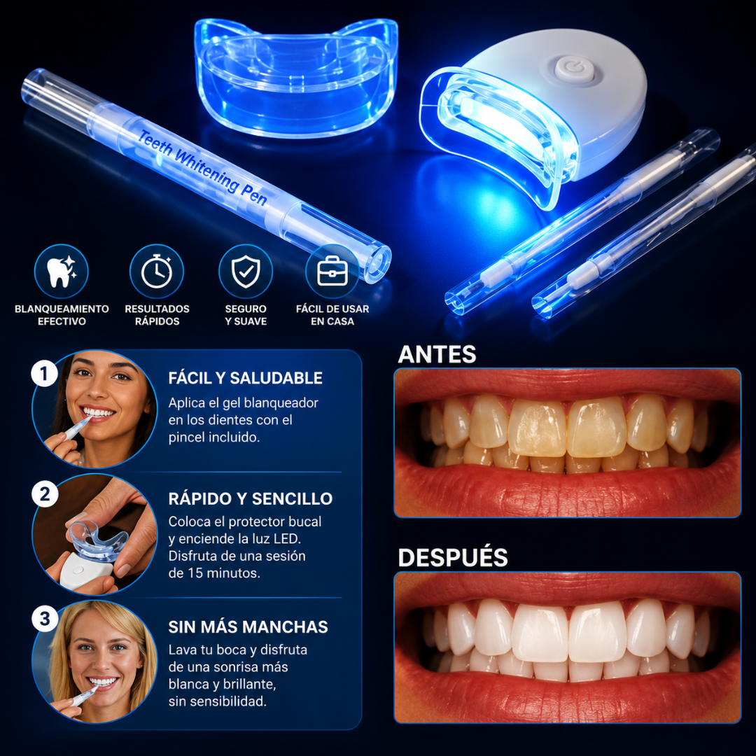 BLANQUEADOR DENTAL LED PORTÁTIL DE 5 LUCES – Sonrisa más blanca en minutos
