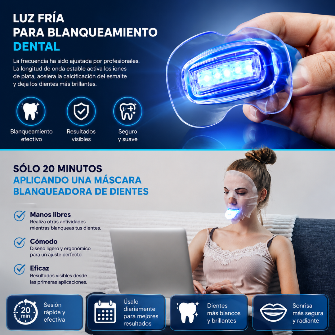 BLANQUEADOR DENTAL LED PORTÁTIL DE 5 LUCES – Sonrisa más blanca en minutos