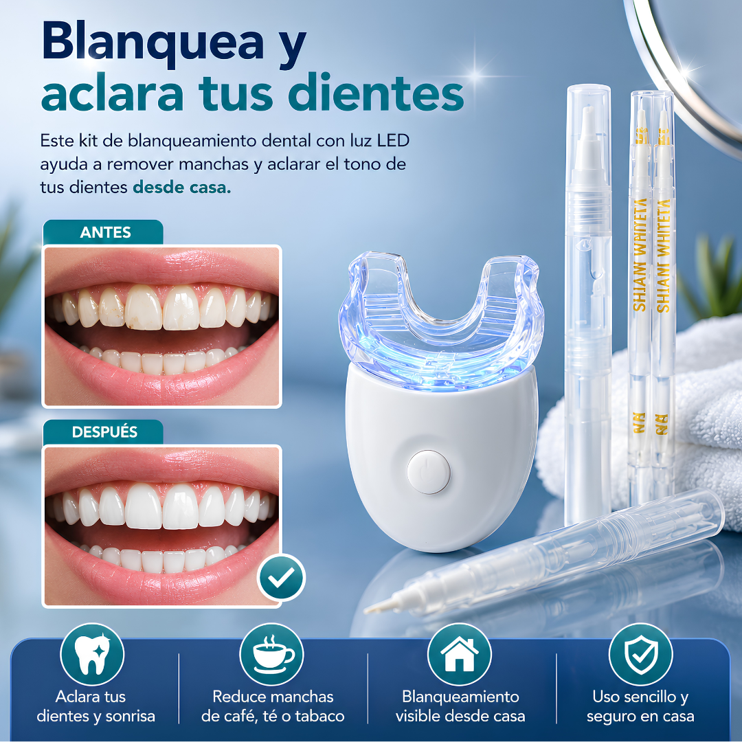 BLANQUEADOR DENTAL LED PORTÁTIL DE 5 LUCES – Sonrisa más blanca en minutos
