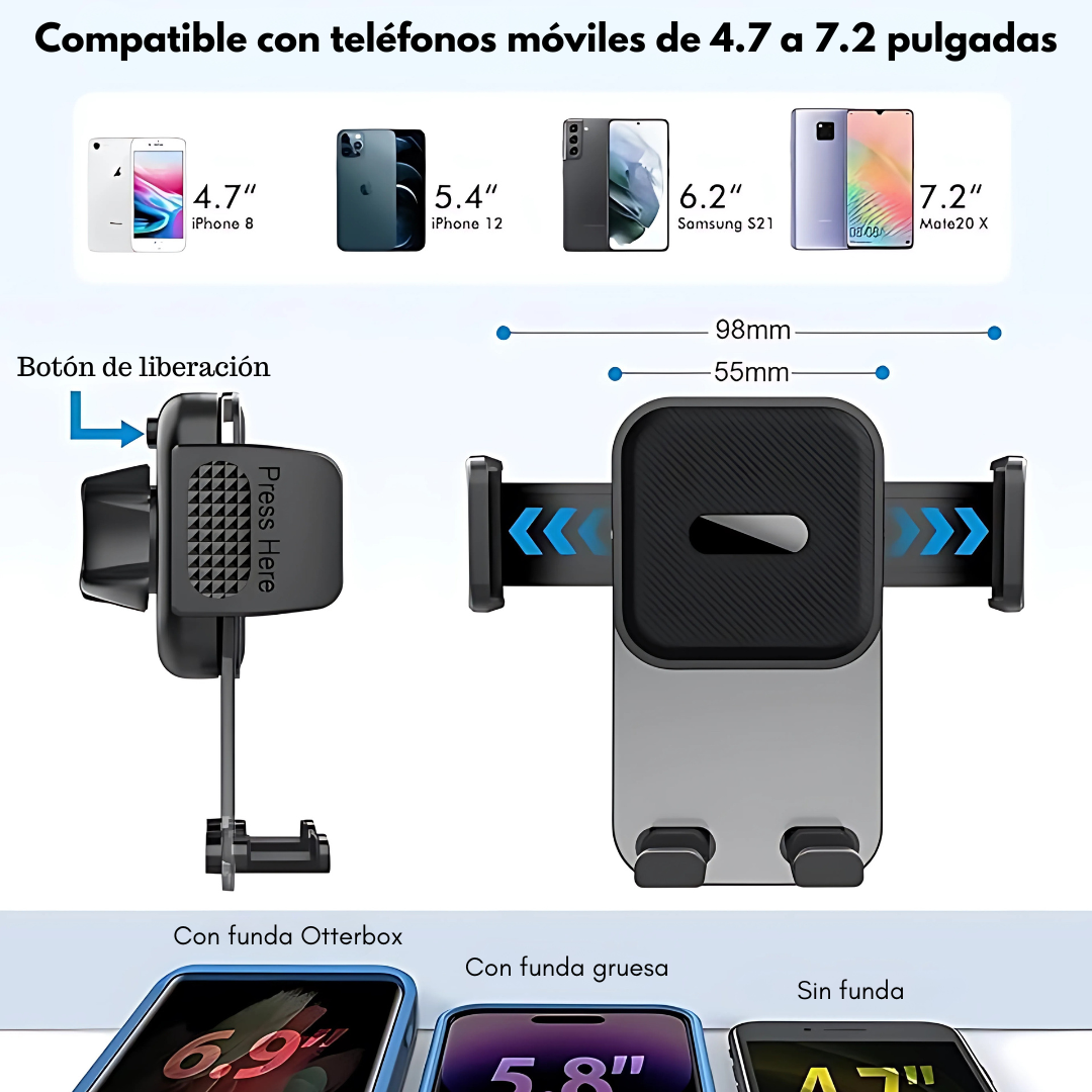 SOPORTE DE CELULAR PARA AUTO – Brazo extendible y manejo seguro